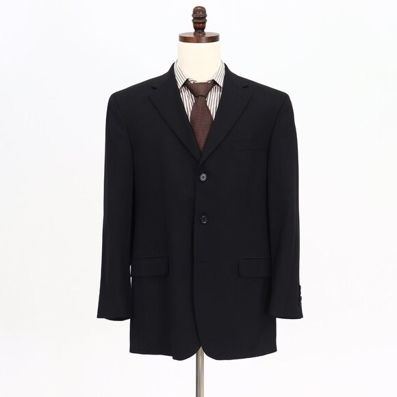 Stafford 42R Black Solid 3-Button Sport Coat Blazer Jacket B775 - Picture 1 of 11